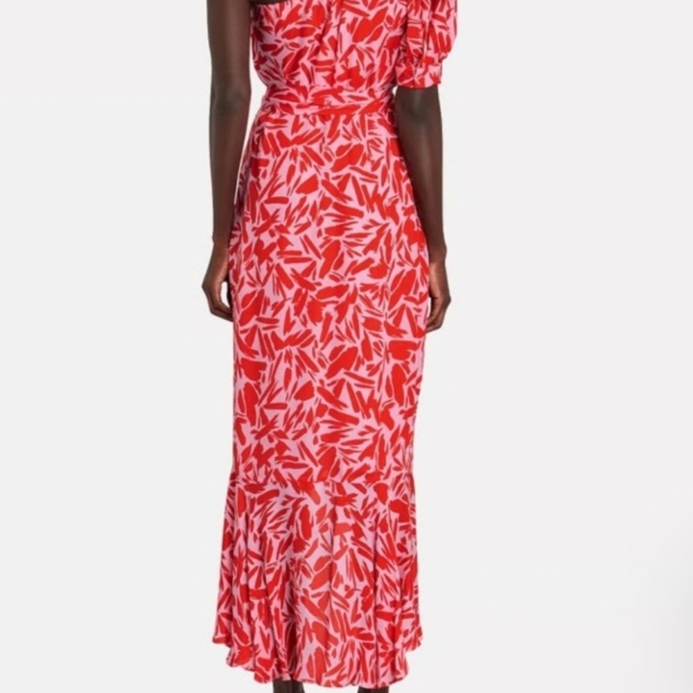 Veronica Beard Vie One-Shoulder Floral Midi Dress Size 4 - Picture 4 of 8